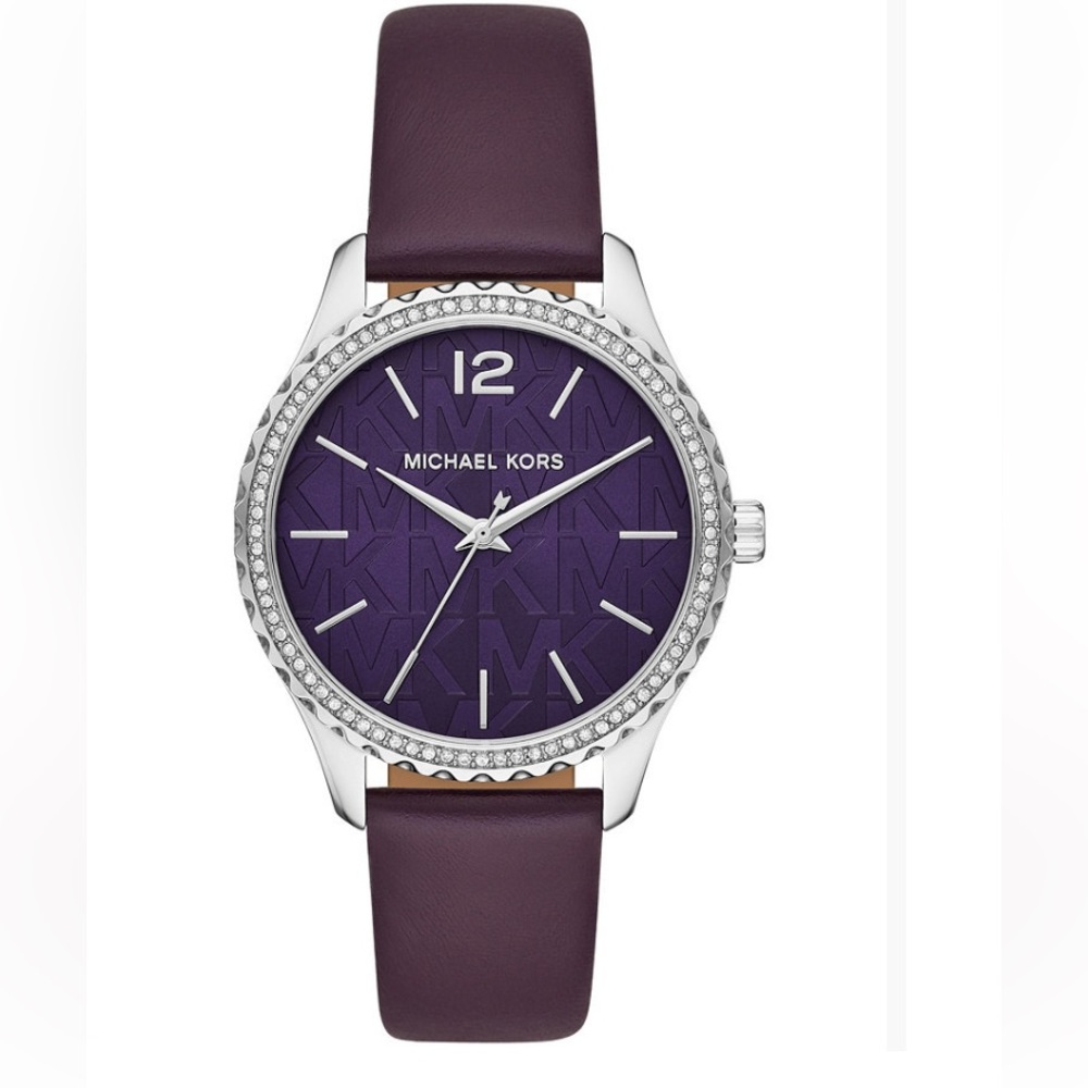 MK Layton Purple and Silver Women's Watch